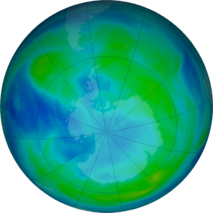 Antarctic ozone map for 17 April 2021